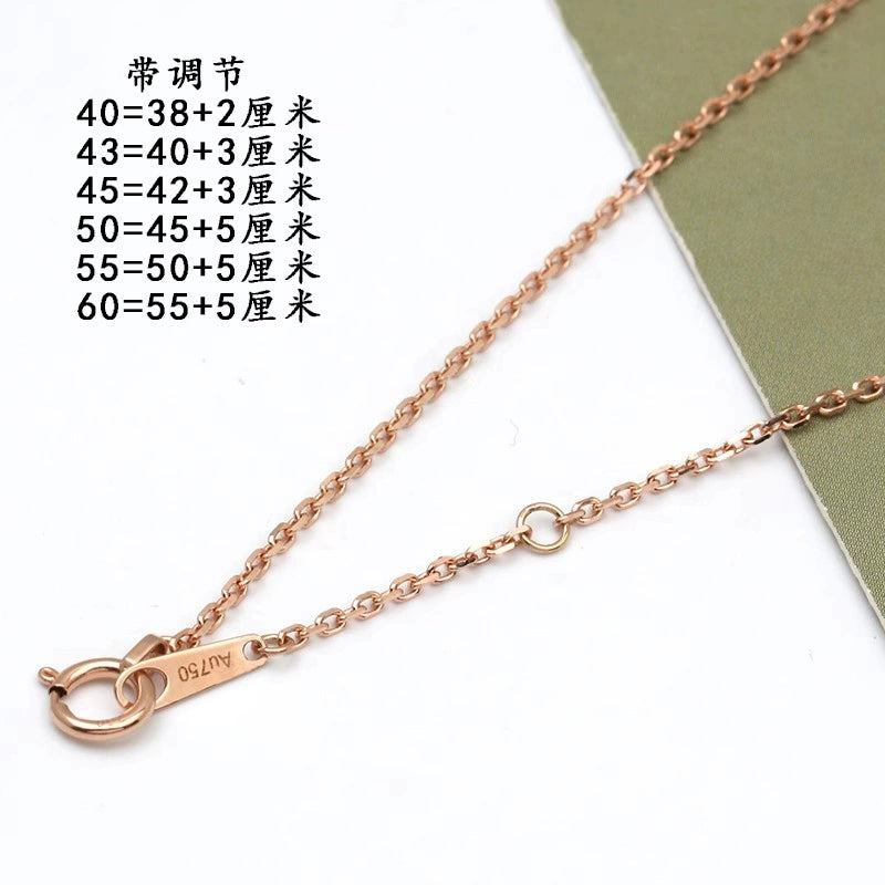 18K Gold Chain Necklace AU750, Craftsmanship Adjustable Plain Cross Collarbone Chain in White Gold or Rose Gold for Women