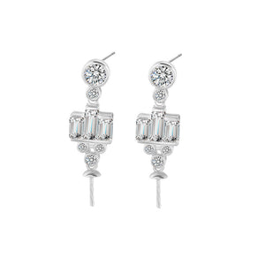 sterling silver pearl earrings queen style setting