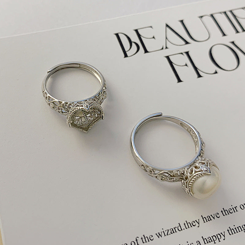 Vintage look style pearl ring setting