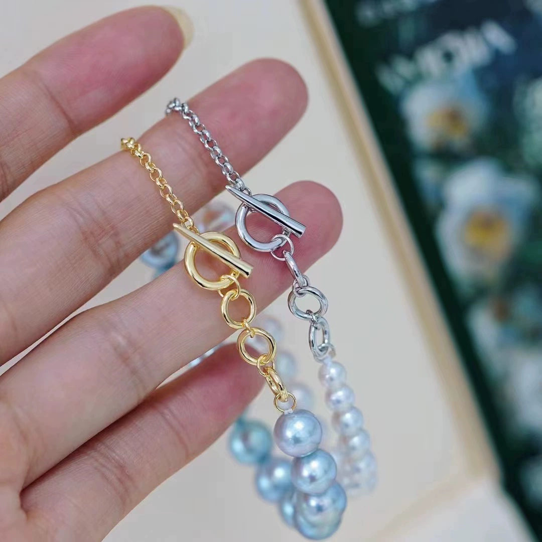 S925 Sterling Silver OT Half Chain Clasp for Baroque Pearl Necklace Making