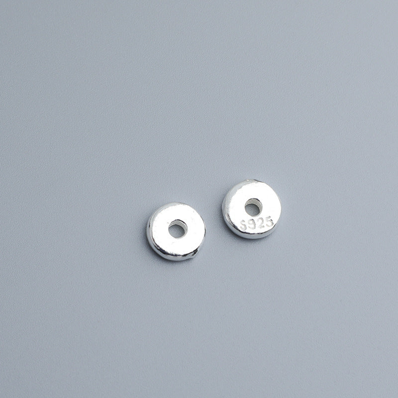 10pcs S925 Sterling Silver Geometric Glossy Round Disc Spacer Beads 4-8mm