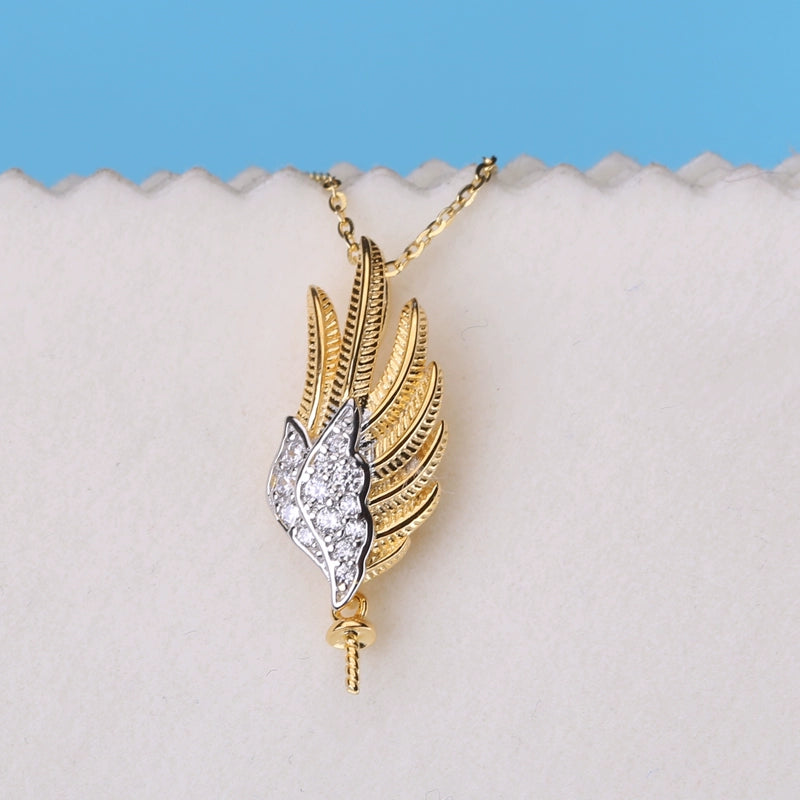 s925 sterling silver wing pearl setting