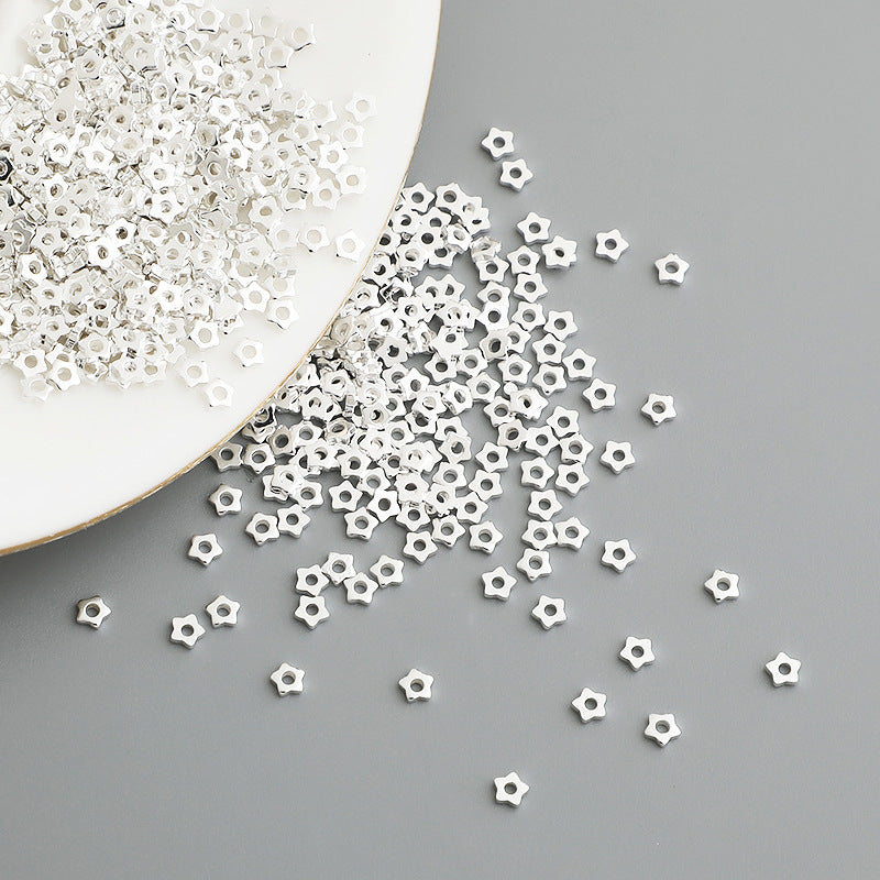 10pcs S925 Sterling Silver Star Spacer Beads (2.5mm) for DIY Jewelry Making