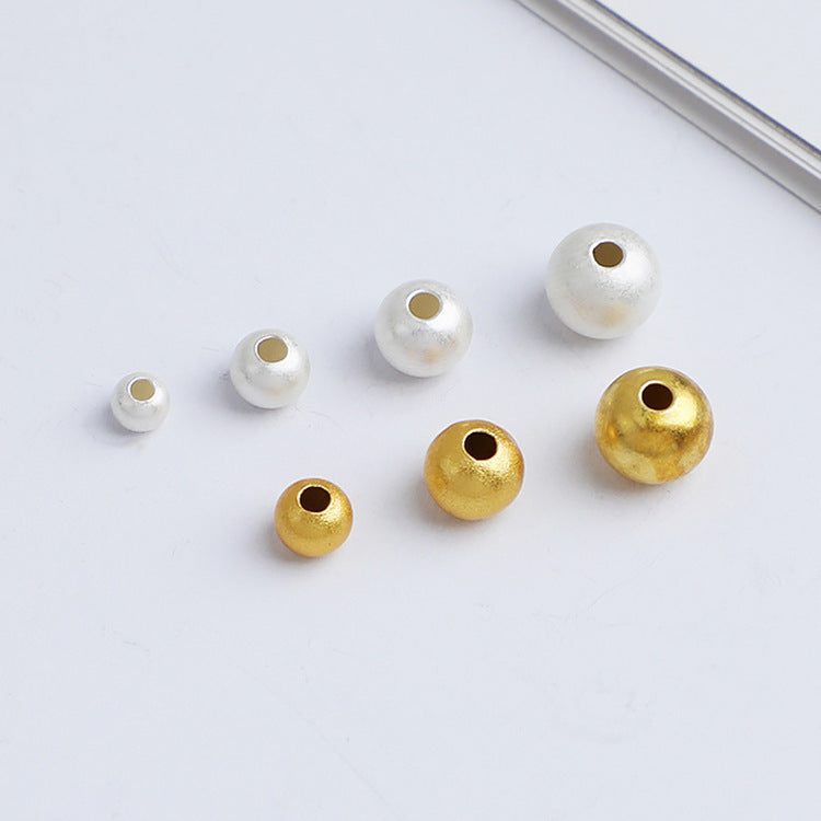 50pcs 2-6mm S925 Sterling Silver Frosted Matte Spacer Beads