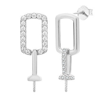 Dainty geometric pearl earring setting