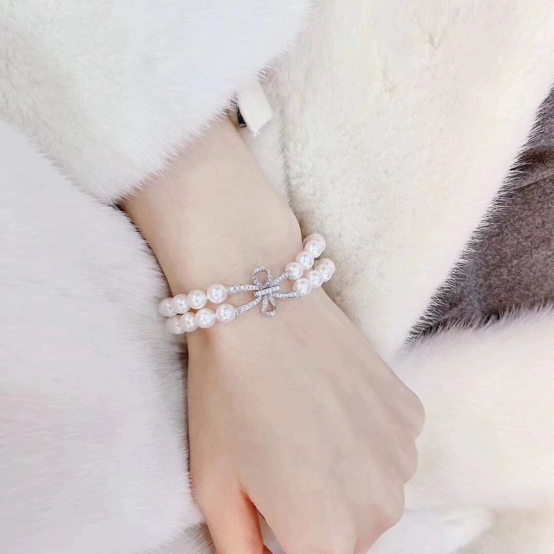 S925 Sterling Silver Bowtie Double Row Clasp