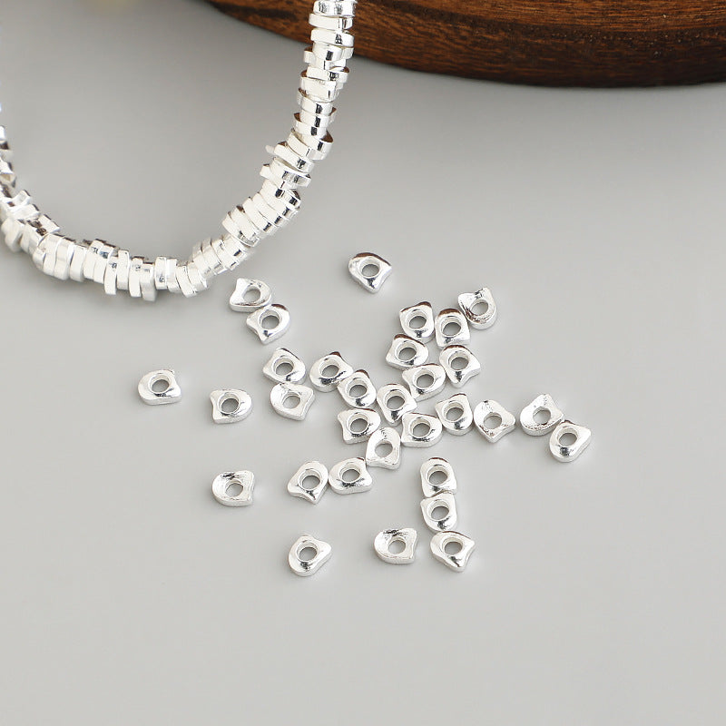 10pcs S925 Sterling Silver Irregular Spacer Beads for DIY Jewelry Making