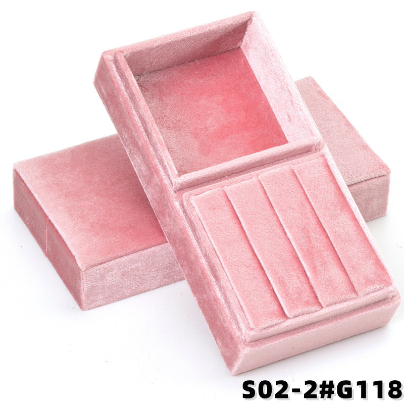 Rectangular Velvet Jewellery Box，Velvet Jewelry Box with Divided Compartments, Ring Slots & Bracelet Section, Vanity & Drawer Storage