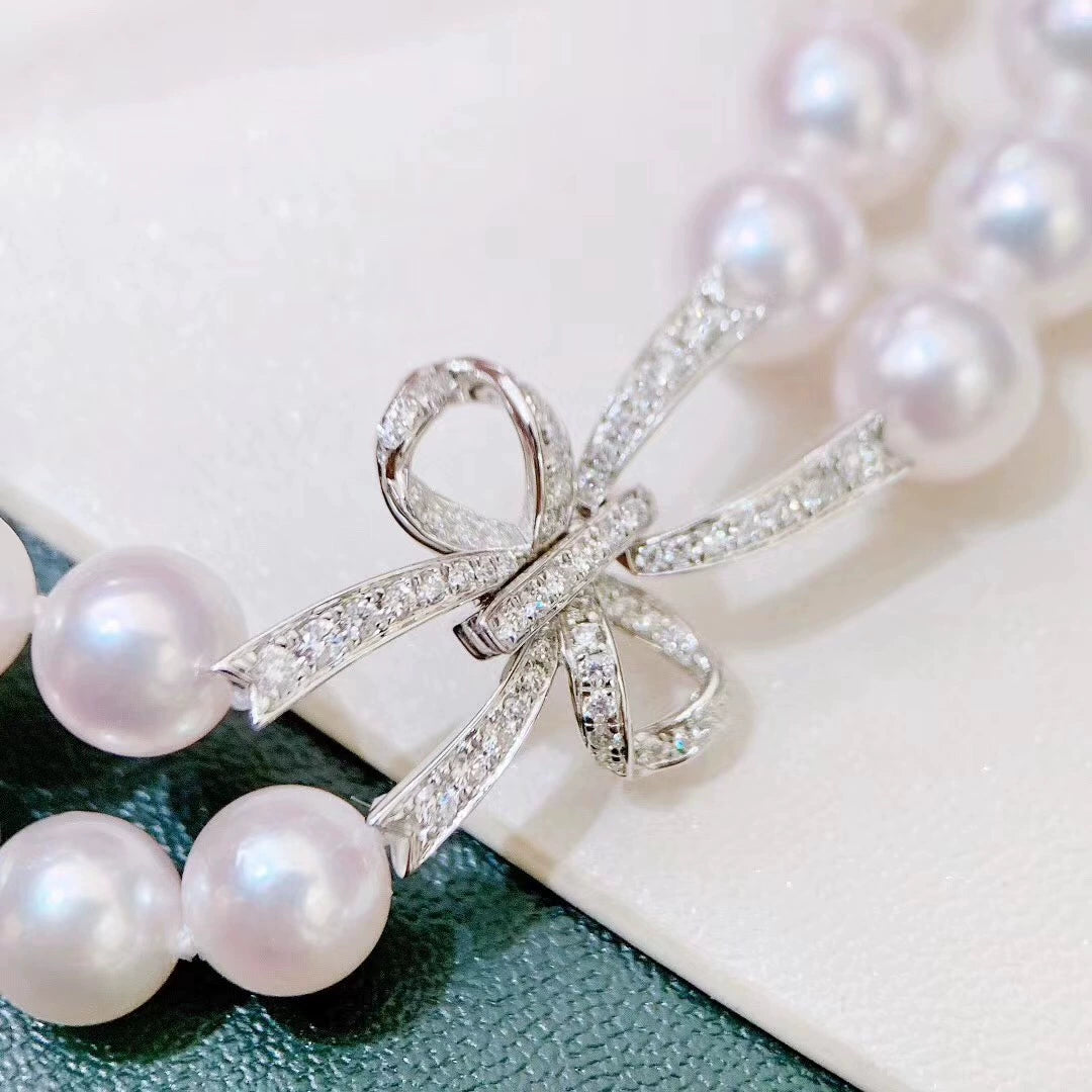 S925 Sterling Silver Bowtie Double Row Clasp