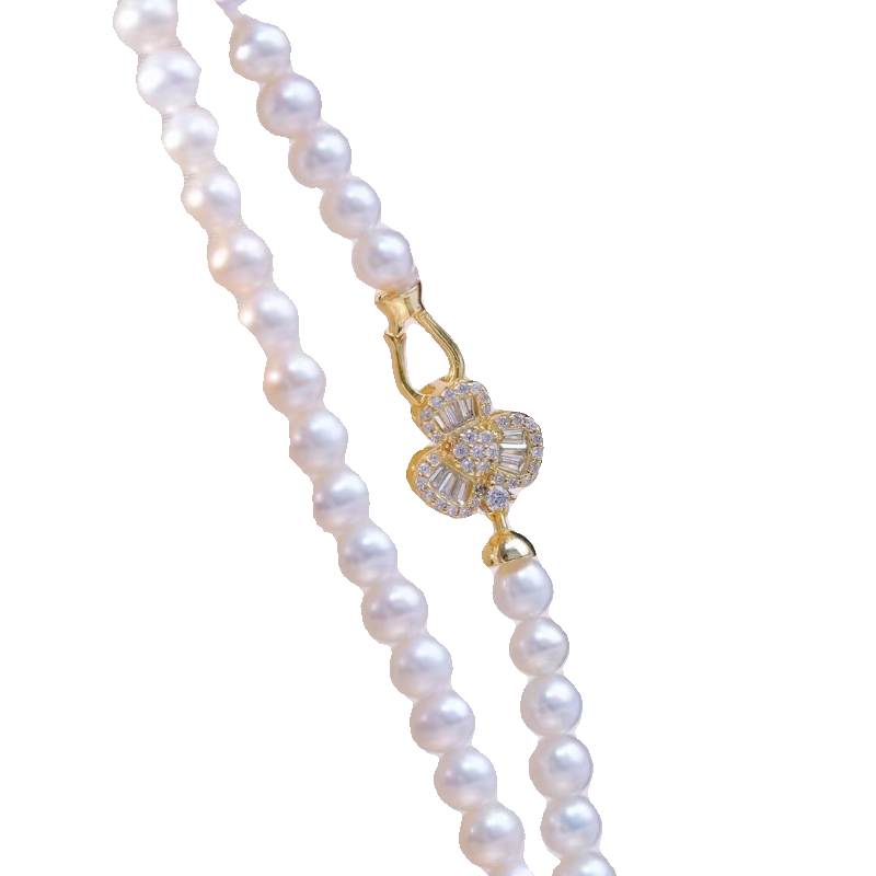 S925 sterling silver three-leaf flower pearl clasp