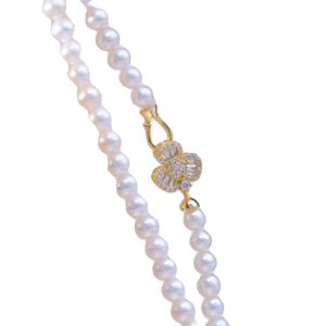 S925 sterling silver three-leaf flower pearl clasp