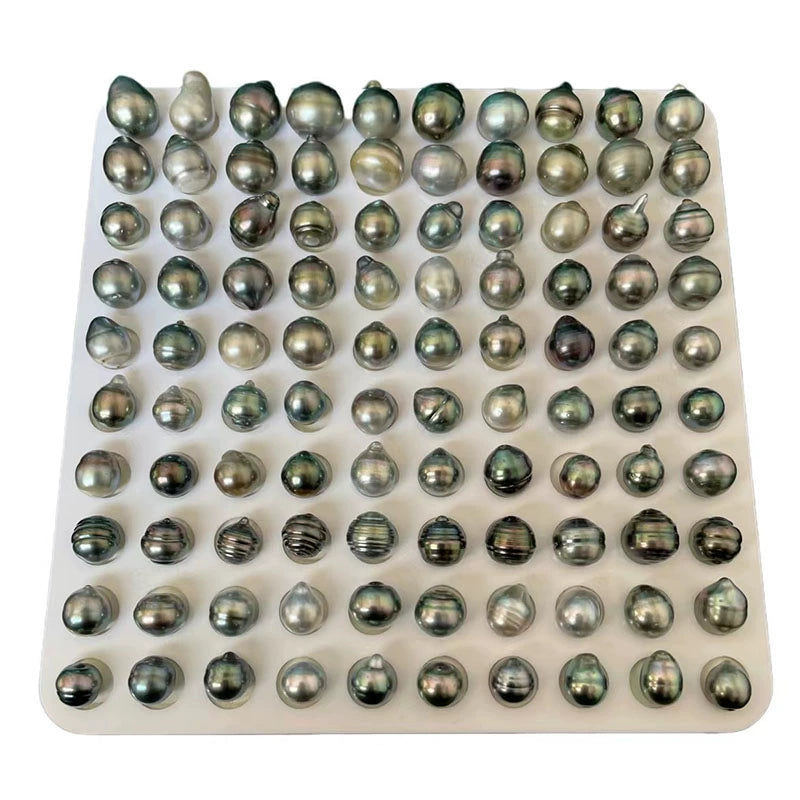 3A Multicolor Tahitian Baroque Drop Pearl Undrilled, Peacock Green Iridescent Rippled Nacre Pearl for DIY Ring Necklace Earrings