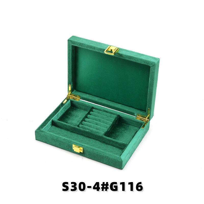 Velvet Jewelry Box with Gold Clasp, Multi-Compartment Organizer for Rings, Earrings & Necklaces, Vanity & Drawer Storage