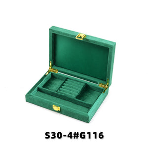 Velvet Jewelry Box with Gold Clasp, Multi-Compartment Organizer for Rings, Earrings & Necklaces, Vanity & Drawer Storage