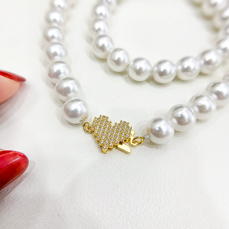 S925 Sterling Silver Shiny Heart-Shaped Clasp for Necklace Bracelet