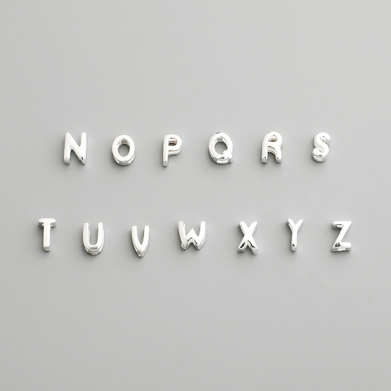 S925 Sterling Silver Alphabet Spacer Beads for DIY Bracelet Making