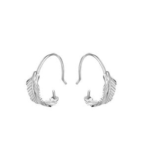 feather C-shaped earrings settings