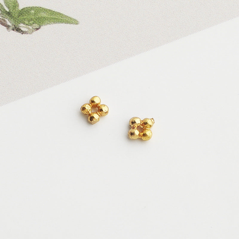 10pcs S925 Sterling Silver Gold-Plated Mini Round Spacer Beads