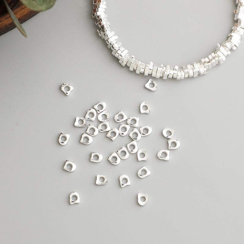 10pcs S925 Sterling Silver Irregular Spacer Beads for DIY Jewelry Making