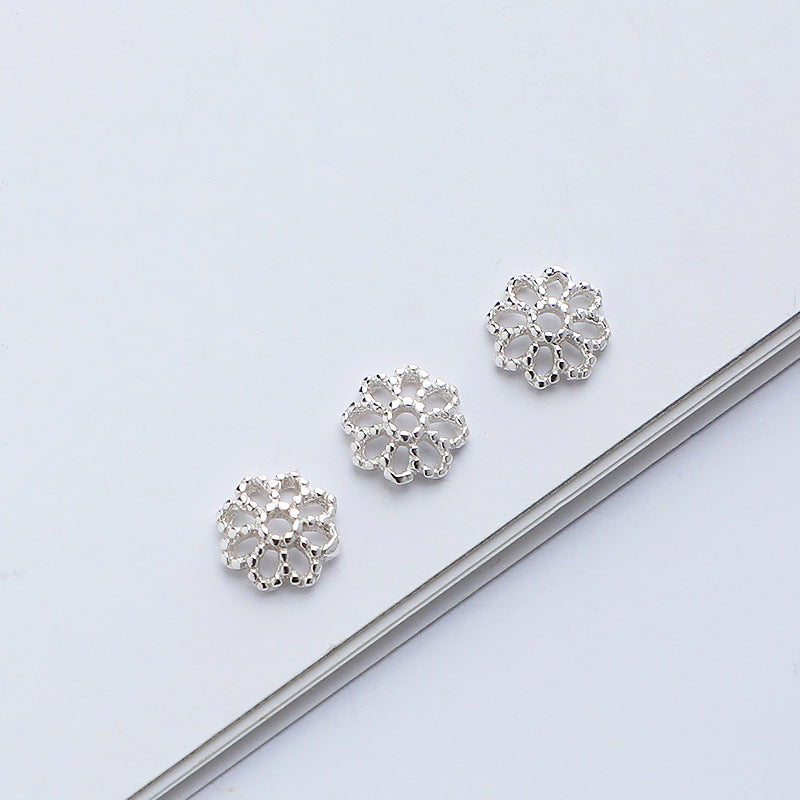 10pcs S925 Silver Gold Plated Flower Bead Cap for DIY Jewelry Making