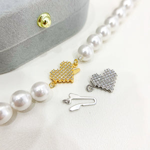 S925 Sterling Silver Shiny Heart-Shaped Clasp for Necklace Bracelet