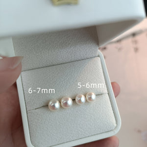 5A 18K Gold Earring Studs, Round White Freshwater Pearls 5–11mm, High Luster 5A Quality Natural Pearl Stud Earrings, Elegant Fine Jewelry