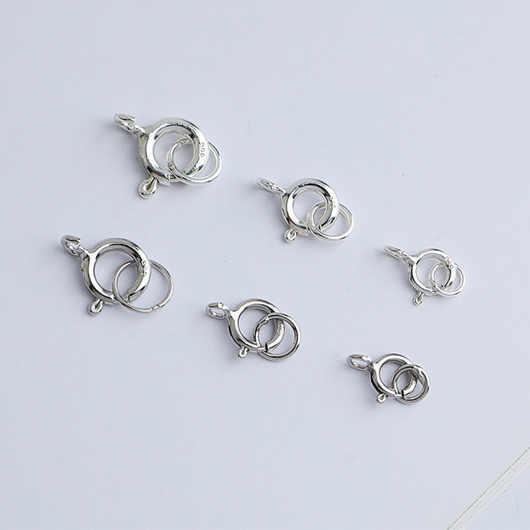 5mm 6mm 7mm, 10pcs S925 Sterling Silver Spring Buckle with Closed Ring