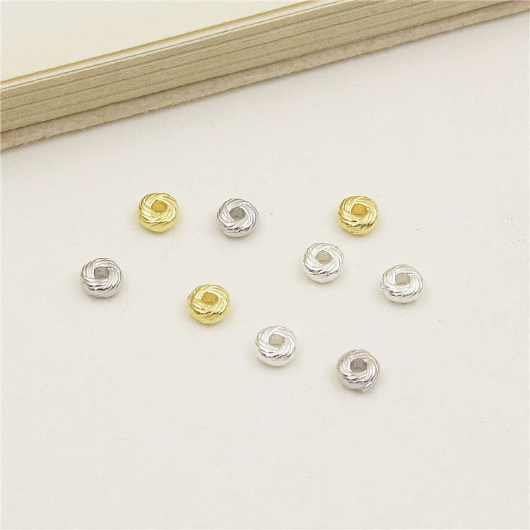 S925 Sterling Silver Twist Loose Beads spacer