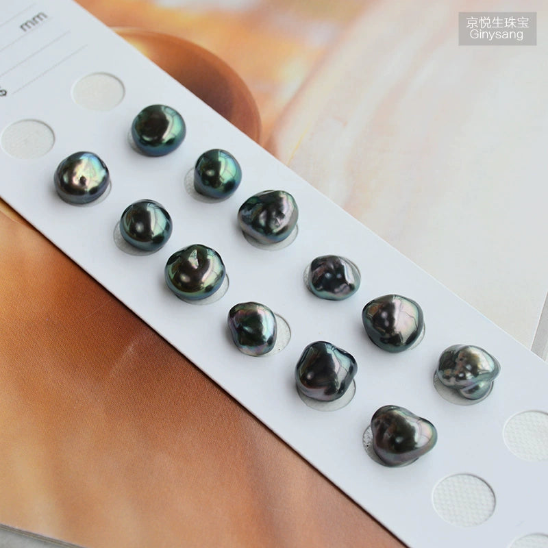 3A 2-12mm Tahitian Keshi Pearl, Black Peacock Green Loose Pearl Bead, Natural Round or Oval Shape, Undrilled Half Drilled 1mm or Fully 0.7mm