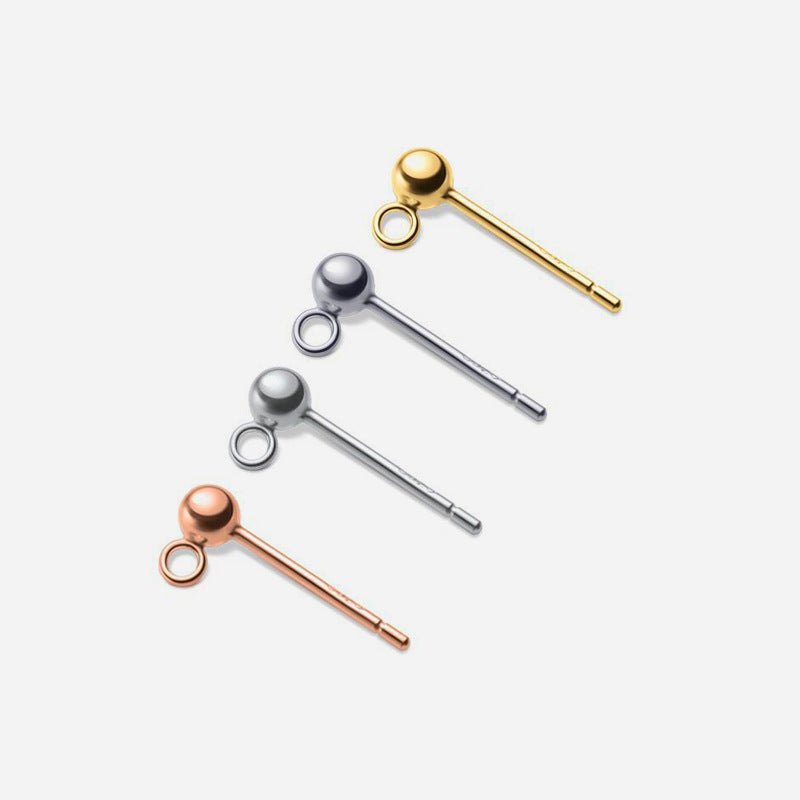 10pcs S925 Sterling Silver Open and Closed Hoop Round Bead Earring Post