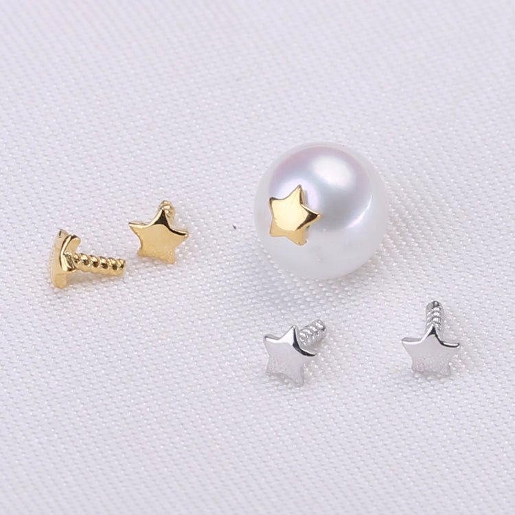 S925 Sterling Silver Star Cup and Peg for Half Drilled Pearl Bead