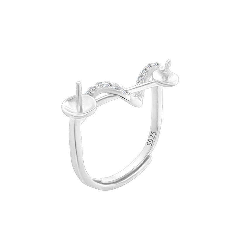 Waving balance beam pearl ring setting