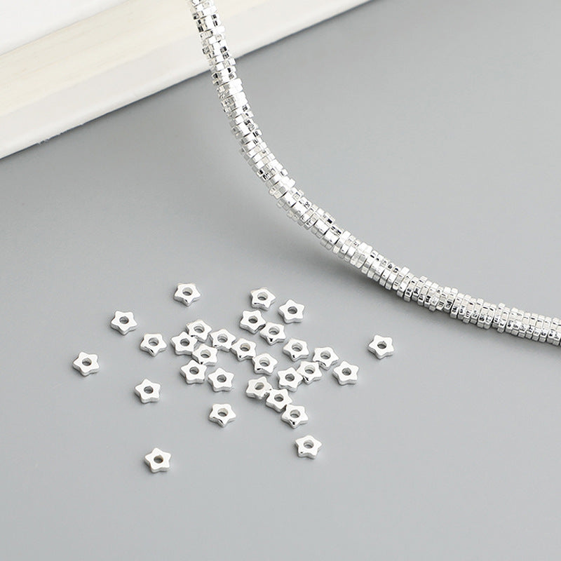 10pcs S925 Sterling Silver Star Spacer Beads (2.5mm) for DIY Jewelry Making