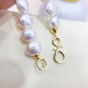 S925 sterling silver 8-shaped hug button pearl buckle