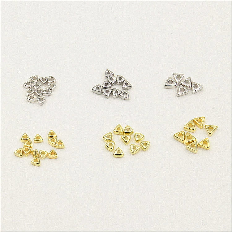 10pcs S925 Sterling Silver Triangle Spacer Beads for Jewelry Making