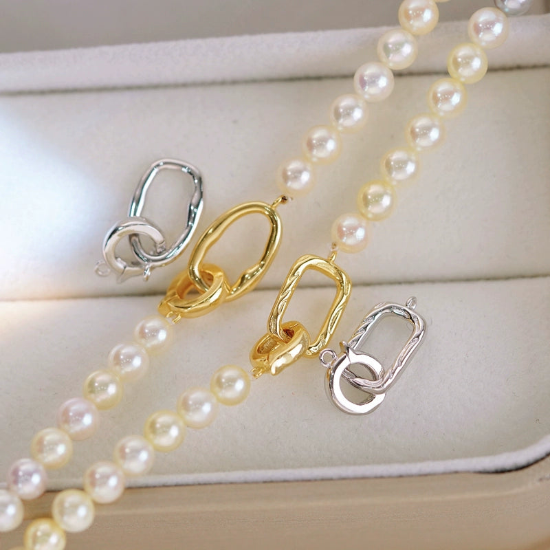 S925 Sterling Silver Oval and Rectangular Clasp for Pearl Necklace Bracelet