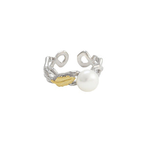 Leaf pearl ring setting