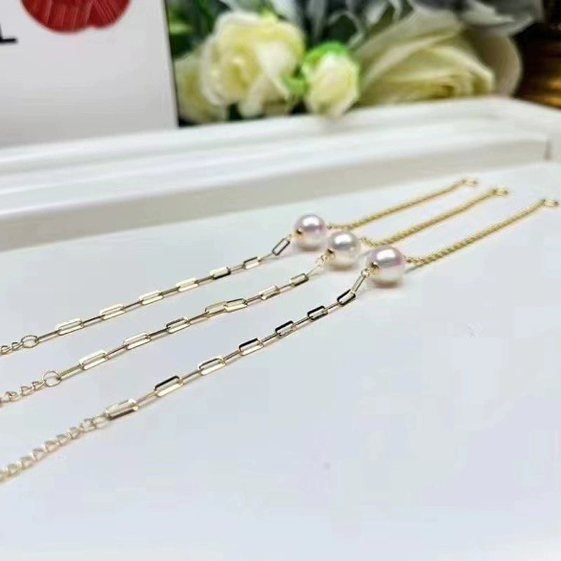 Adjustable Gold Bracelet Setting for 9-12mm Half-Drilled Pearls