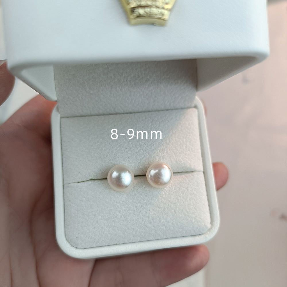5A 18K Gold Earring Studs, Round White Freshwater Pearls 5–11mm, High Luster 5A Quality Natural Pearl Stud Earrings, Elegant Fine Jewelry
