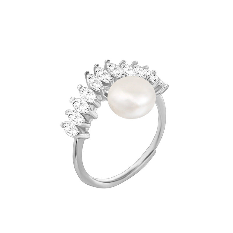 V shape pearl ring setting