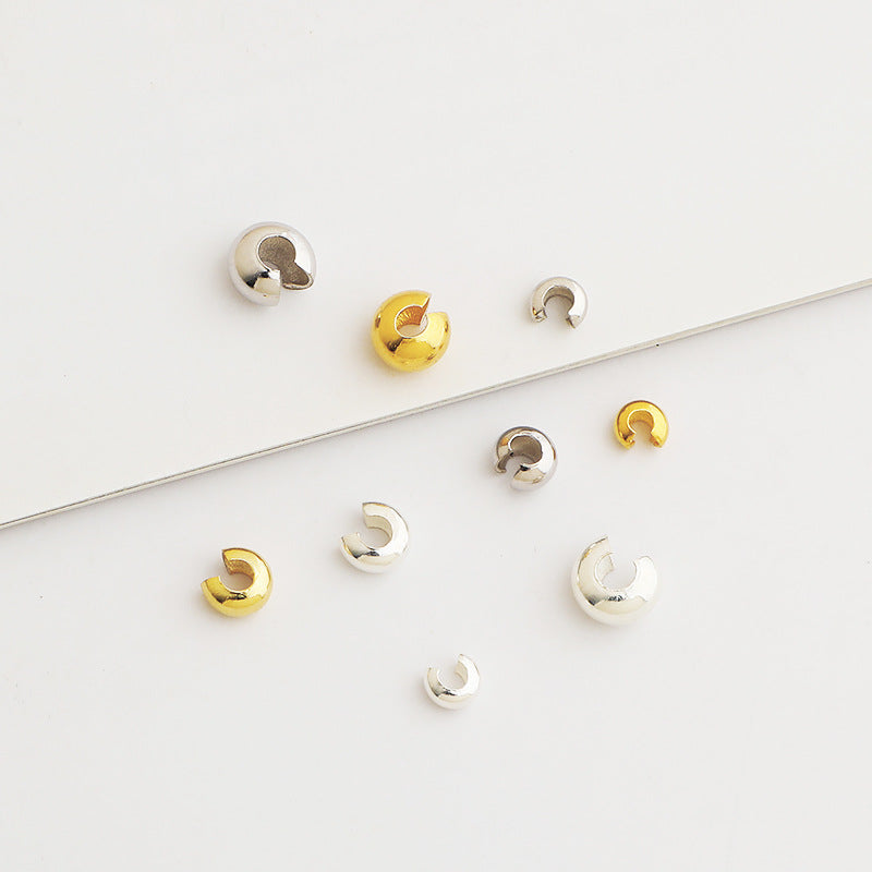 10pcs S925 Sterling Silver Crimp Beads, 3mm 4mm 5mm DIY Jewelry Bead Caps