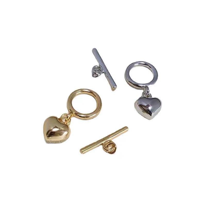 S925 Sterling Silver Love Heart Charm OT Clasp for Jewelry Making