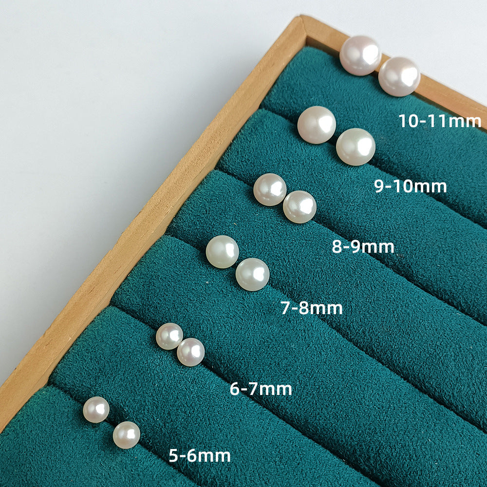 5A 18K Gold Earring Studs, Round White Freshwater Pearls 5–11mm, High Luster 5A Quality Natural Pearl Stud Earrings, Elegant Fine Jewelry