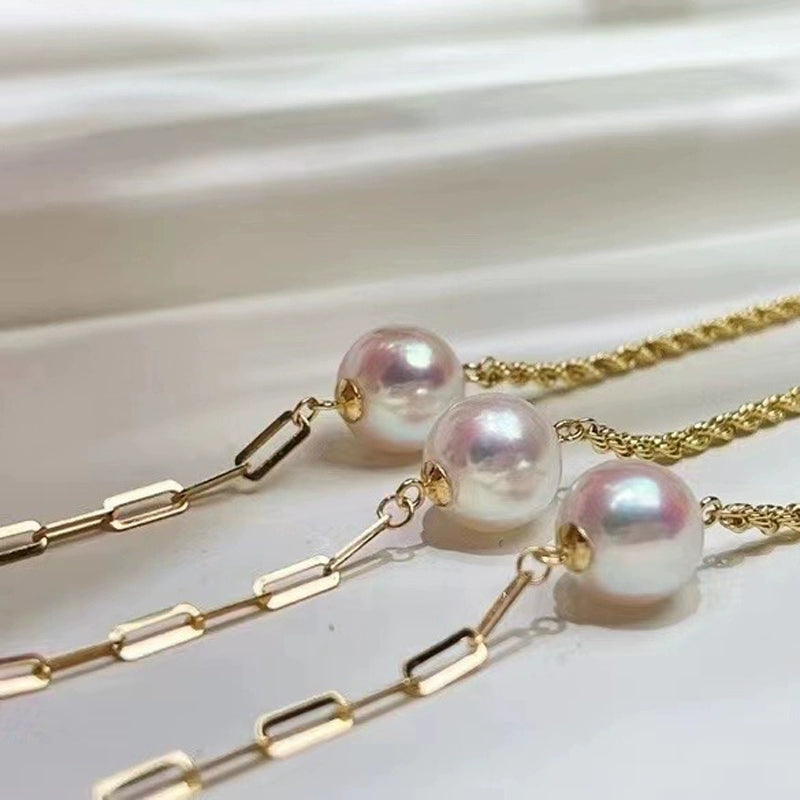 Adjustable Gold Bracelet Setting for 9-12mm Half-Drilled Pearls