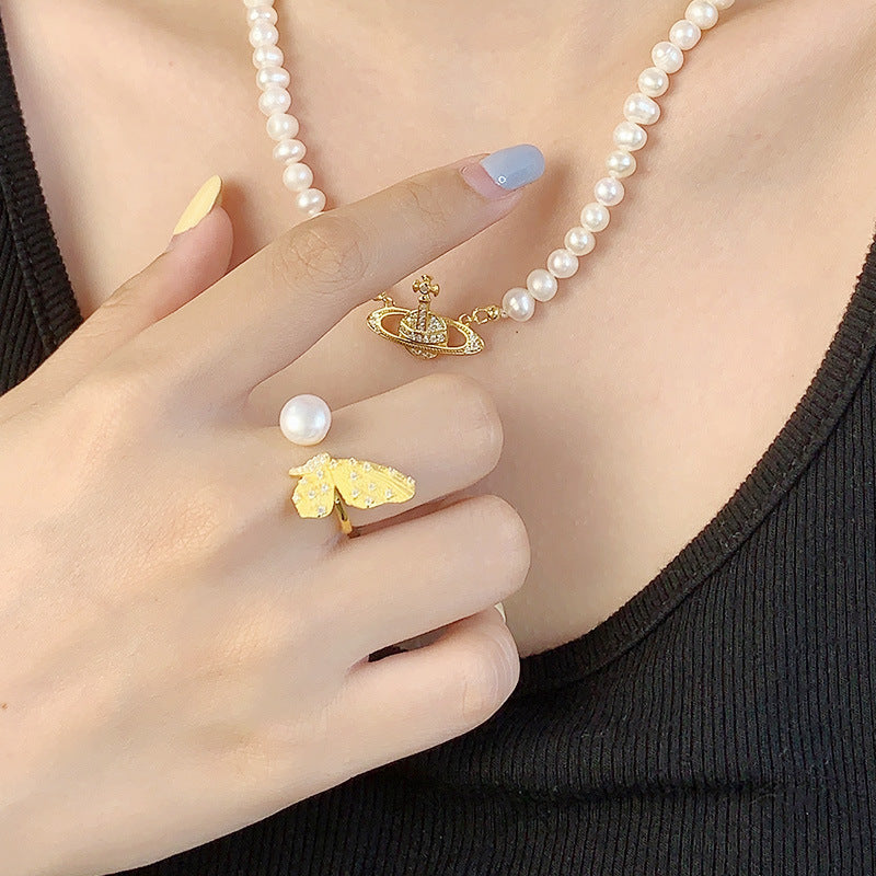 Butterfly pearl ring setting