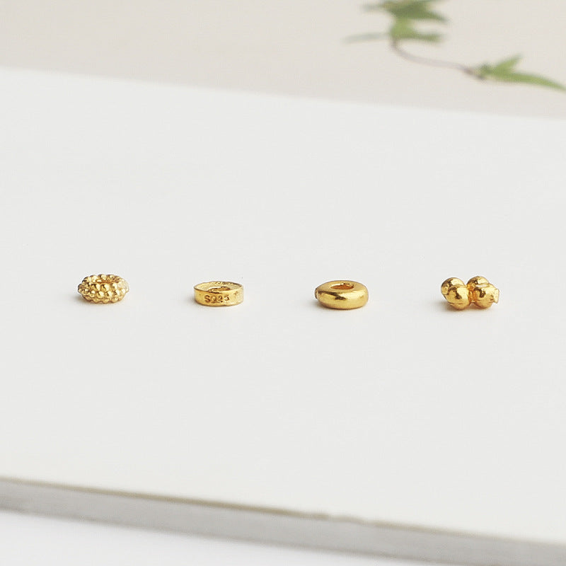 10pcs S925 Sterling Silver Gold-Plated Mini Round Spacer Beads