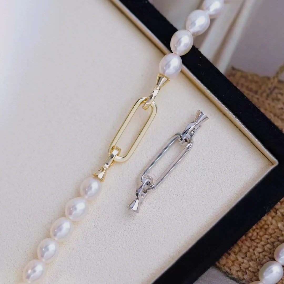 S925 Sterling Silver Long Rectangular Clasp for Jewelry Making