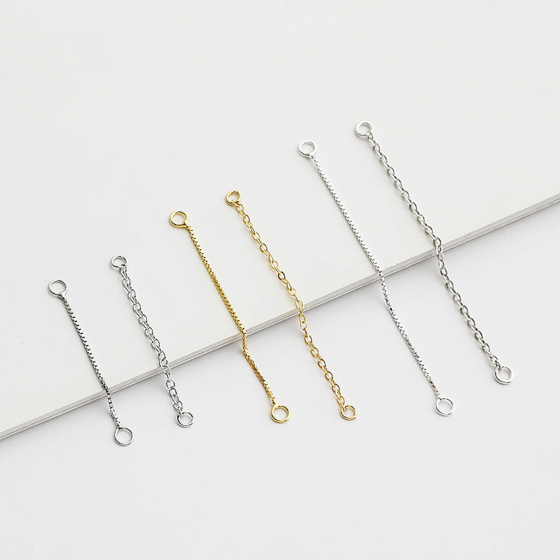 10pcs S925 Sterling Silver Cross Chain Extension Box Chain  3-5cm