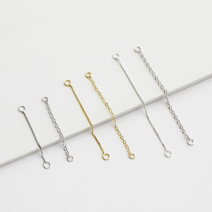 10pcs S925 Sterling Silver Cross Chain Extension Box Chain  3-5cm