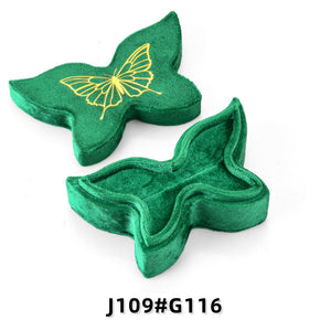 Butterfly Shaped Velvet Ring Box, Gold Foil Print Engagement Proposal Ring Holder, Unique Bridal Jewelry Box